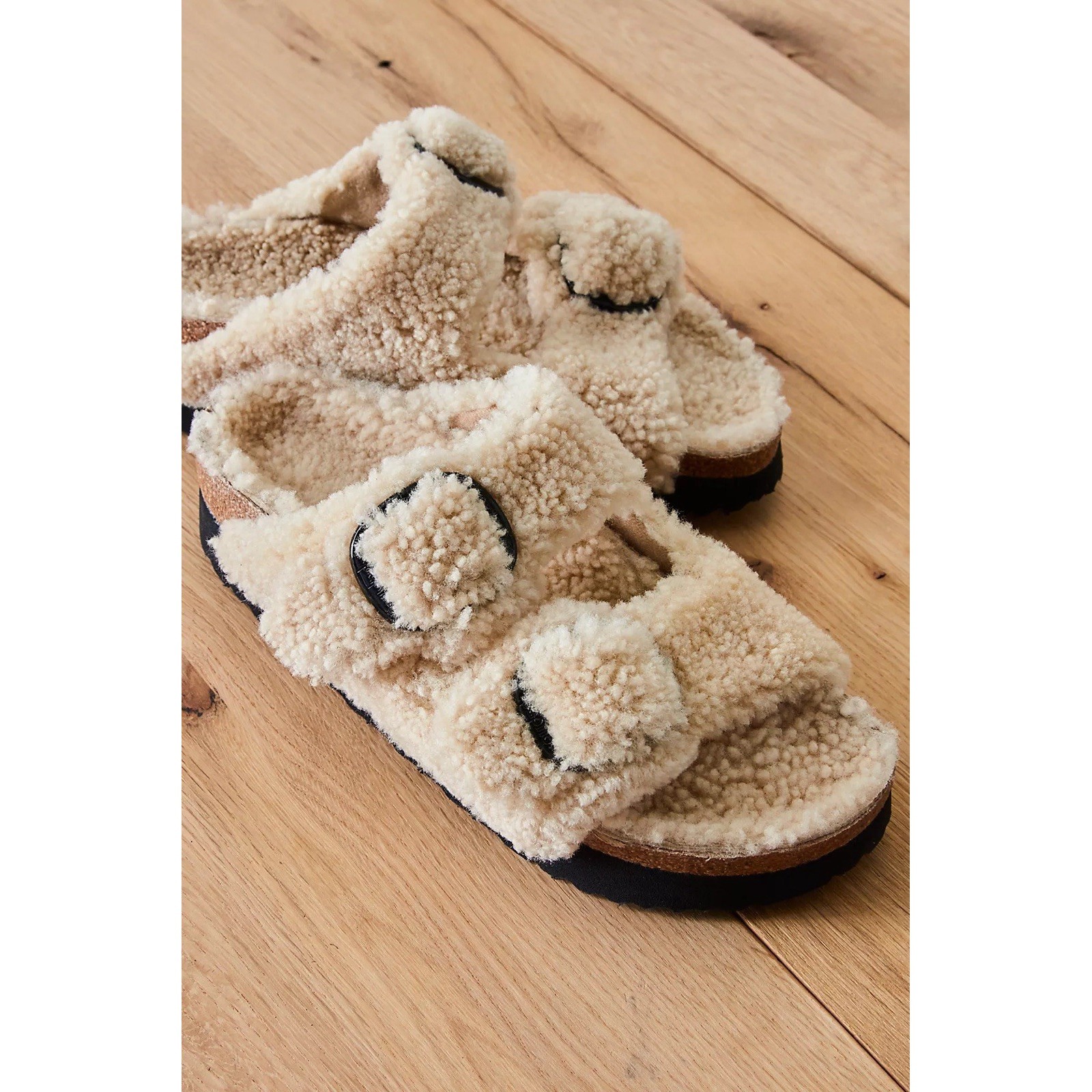 Birkenstock Papillio Arizona Big Buckle Shearling Teddy Beige Sz 36, Us L5